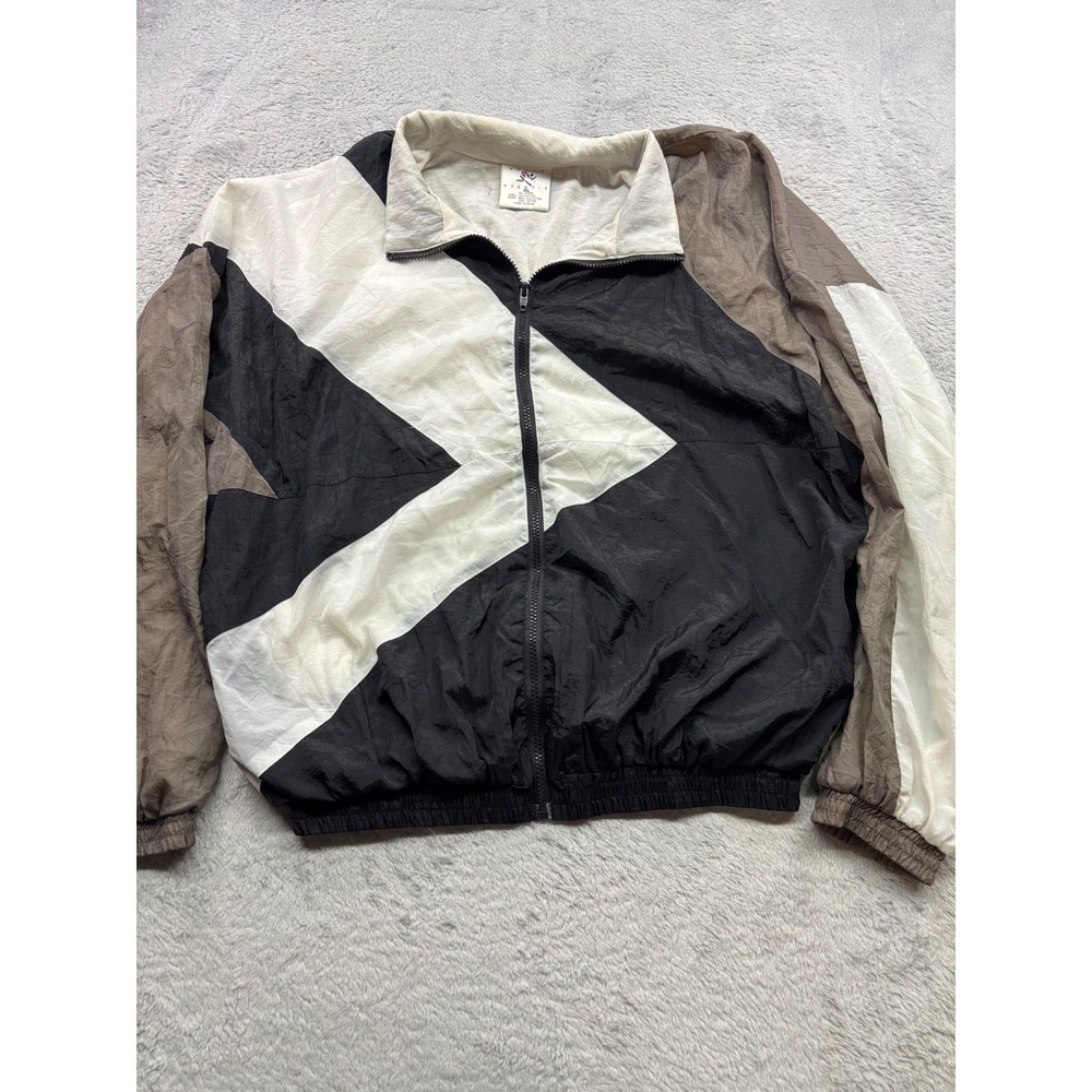 Vintage Avait Sportif Windbreaker Jacket XL Black White Colorblock 90s Retro